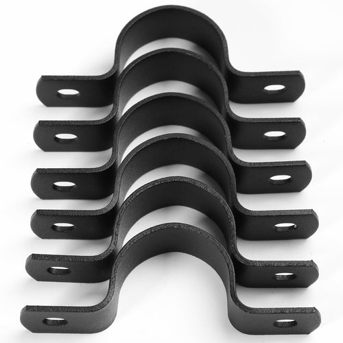 AGUTEA Black Durable U-Clamps Metal Pipe Clamps Double Hole Double Hole Pipe Strap DIY U-Bracket (Pack of 6) (1 INCH)