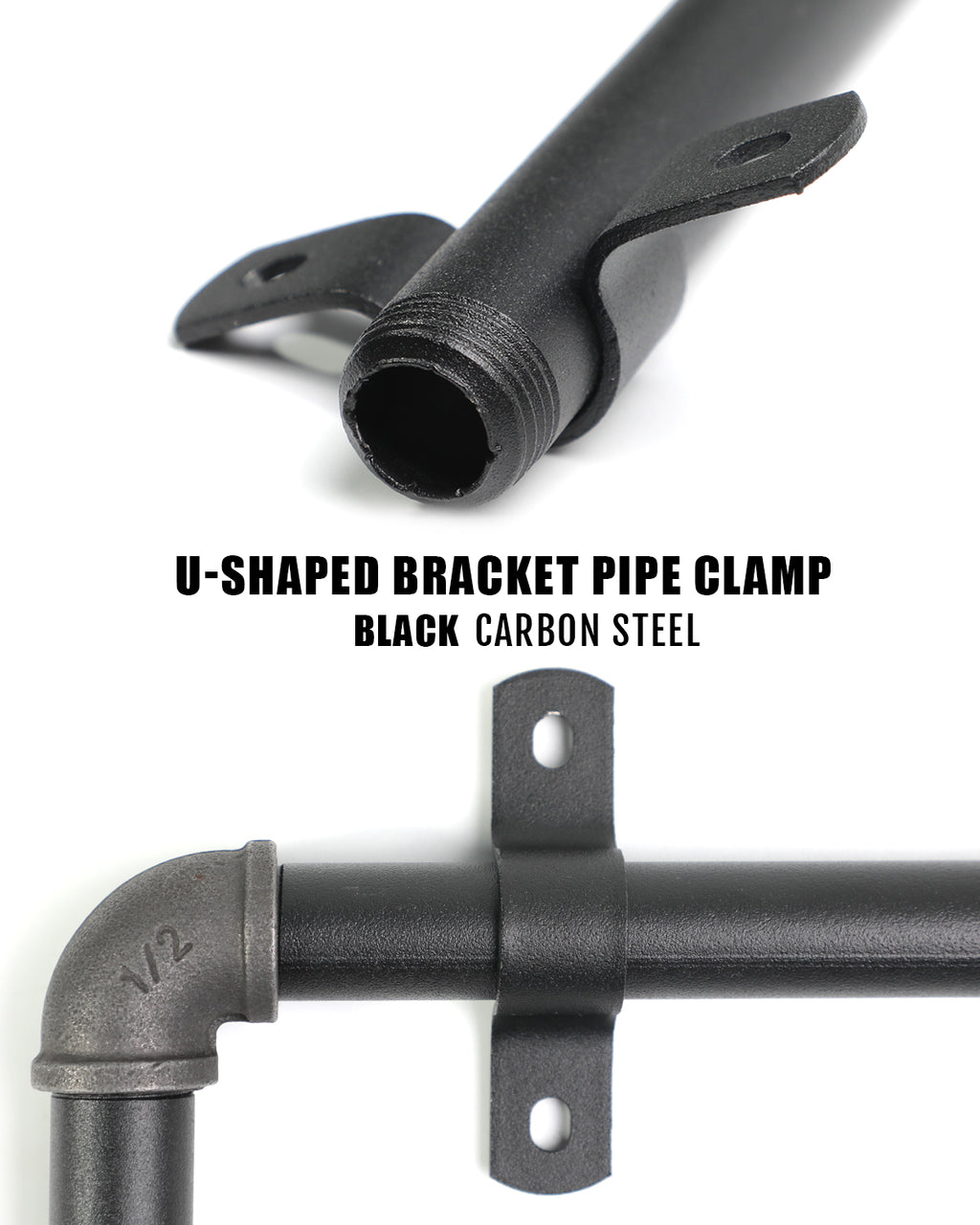 AGUTEA Black Durable U-Clamps Metal Pipe Clamps Double Hole Double Hole Pipe Strap DIY U-Bracket (Pack of 6) (3/4 INCH)