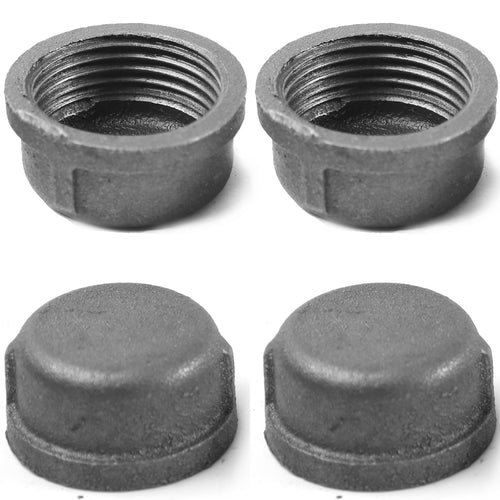 Black Cast Iron Pipe Fitting Cap Suitable for Vintage Shelf Support DIY Pipe Decoration Furniture Safety Decorative Cap (Pack of 4) (1 INCH)