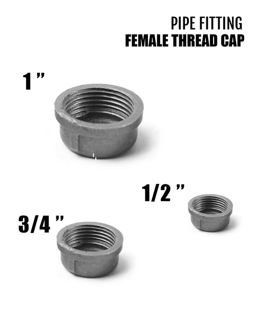 Black Cast Iron Pipe Fitting Cap Suitable for Vintage Shelf Support DIY Pipe Decoration Furniture Safety Decorative Cap (Pack of 4) (1 INCH)