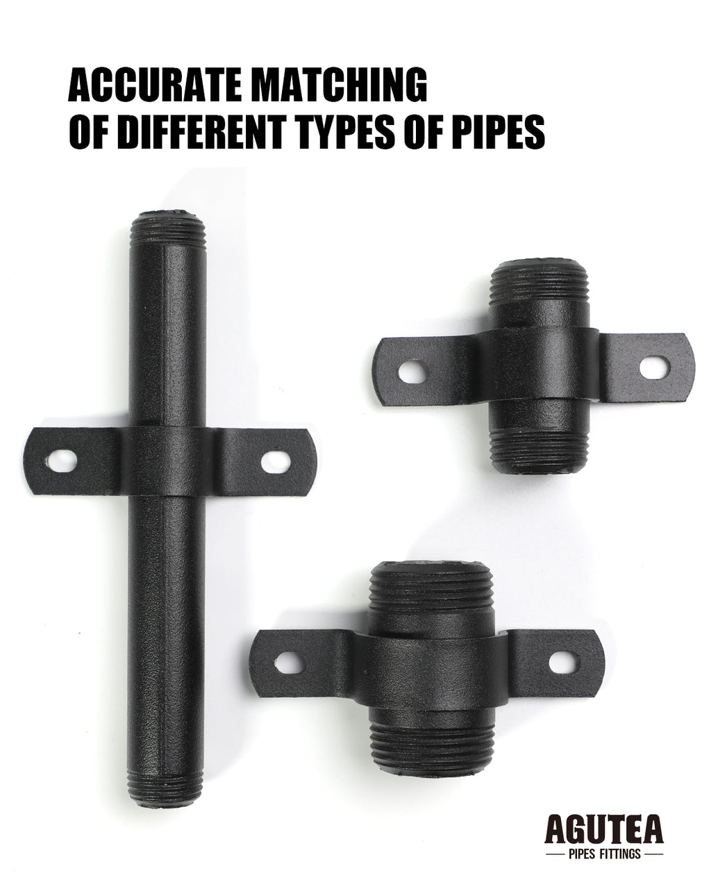 AGUTEA Black Durable U-Clamps Metal Pipe Clamps Double Hole Double Hole Pipe Strap DIY U-Bracket (Pack of 6) (3/4 INCH)
