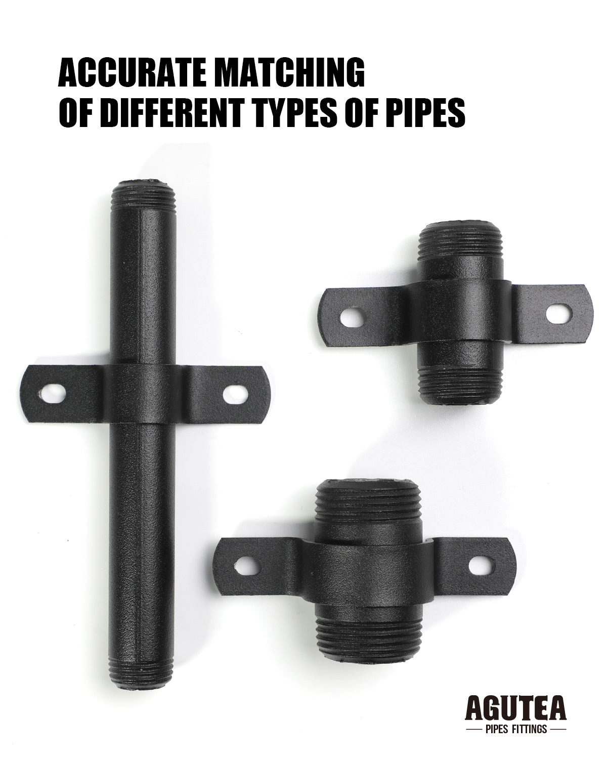 AGUTEA Black Durable U-Clamps Metal Pipe Clamps Double Hole Double Hole Pipe Strap DIY U-Bracket (Pack of 6) (1 INCH)