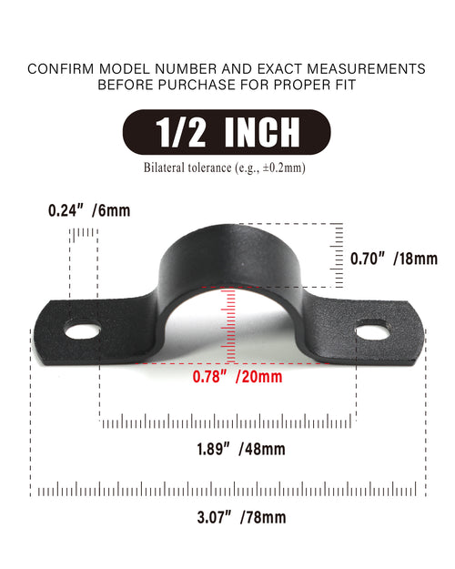 AGUTEA Black Durable U-Clamps Metal Pipe Clamps Double-hole U-shaped bracket clamp, carbon steel, black, fixed support, for DIY industrial style (Pack of 6) (1/2 inch)