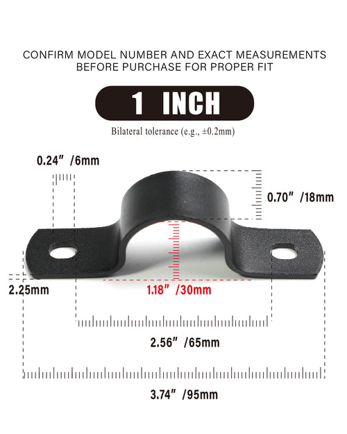 AGUTEA Black Durable U-Clamps Metal Pipe Clamps Double Hole Double Hole Pipe Strap DIY U-Bracket (Pack of 6) (1 INCH)