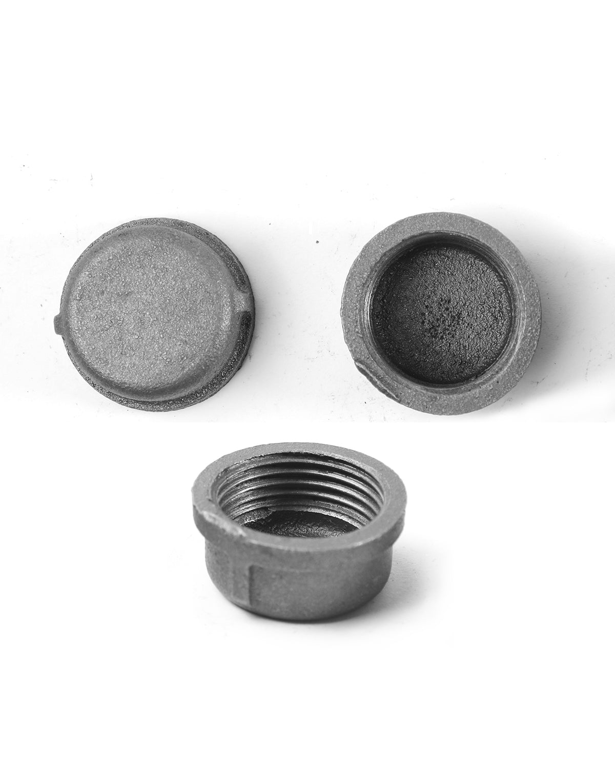 AGUTEA Black Cast Iron Pipe Fitting Cap Suitable for Vintage Shelf Support DIY Pipe Decoration Furniture Safety Decorative Cap (Pack of 1)