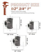 AGUTEA black wrought iron tee fitting Gland holder T-connector Floor fitting Straight rod tee connector 1/2inch 3/4 inch 1inch
