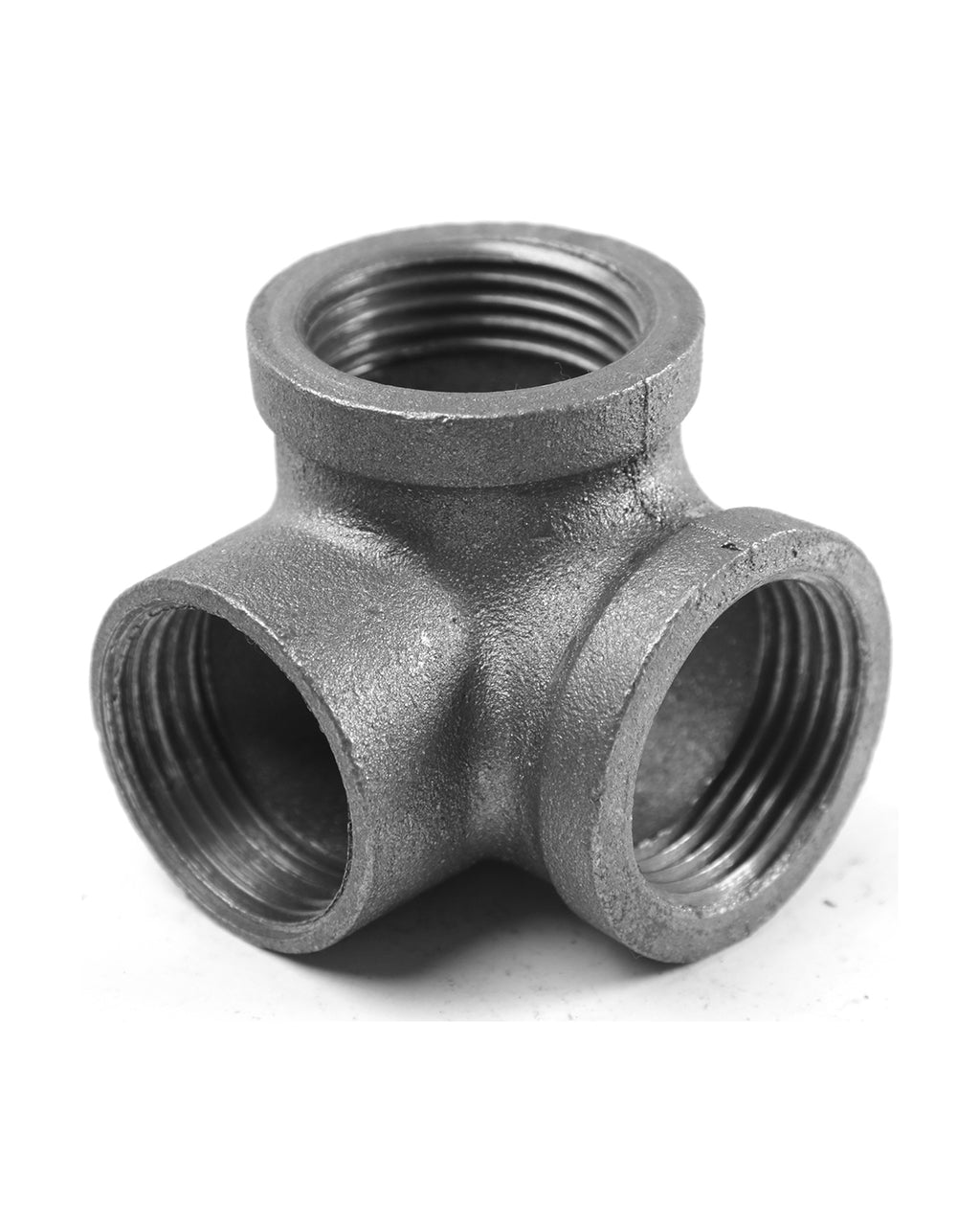 AGUTEA Right Angle Black Malleable Iron Tee Fitting 3-Way Side Exit Elbow Connector (1-Pack)