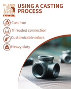 AGUTEA Right Angle Black Malleable Iron Tee Fitting 3-Way Side Exit Elbow Connector (1-Pack)