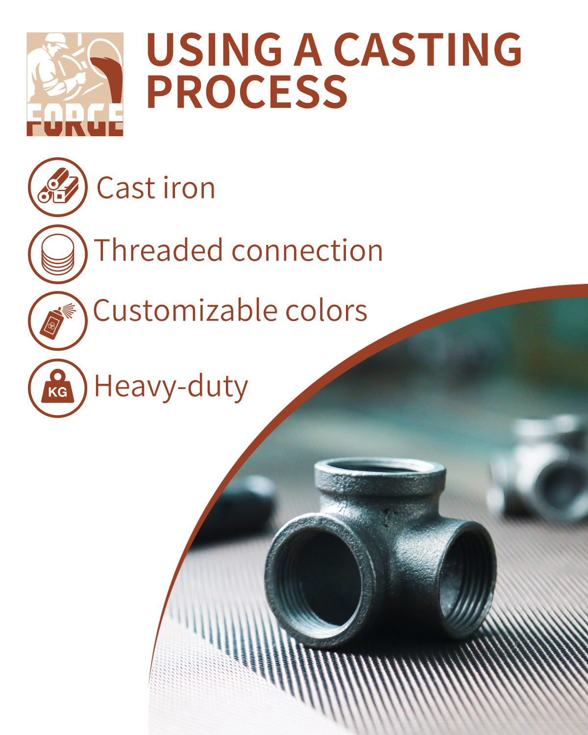 AGUTEA Right Angle Black Malleable Iron Tee Fitting 3-Way Side Exit Elbow Connector