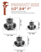 AGUTEA Right Angle Black Malleable Iron Tee Fitting 3-Way Side Exit Elbow Connector (1-Pack)