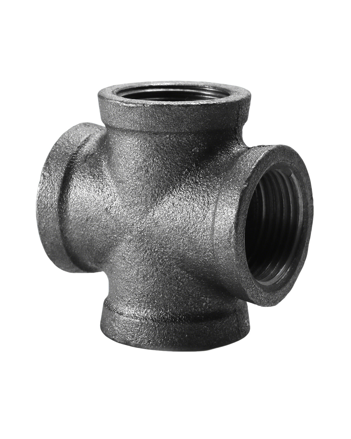 AGUTEA Black 4-Way Cross Fitting Connector, Malleable Iron Fittings with Threaded Holes, Vintage Industrial Decorative Pipe Fitting Stands, Tables, Furniture