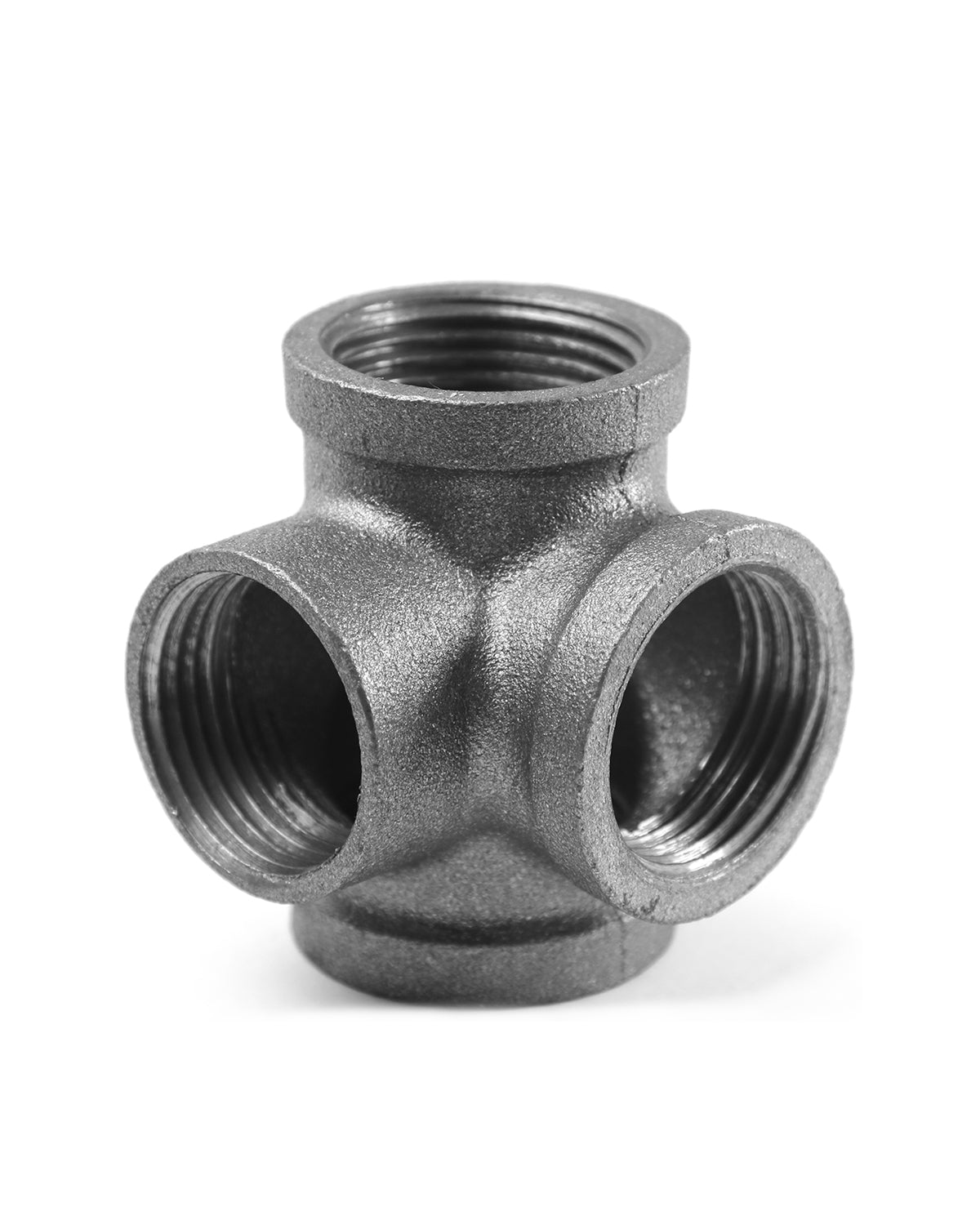 AGUTEA Right Angle Black Malleable Iron Tee Fitting 4-Way Side Exit Elbow Connector  (1-Pack)