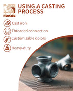 AGUTEA Right Angle Black Malleable Iron Tee Fitting 4-Way Side Exit Elbow Connector  (1-Pack)