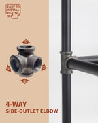 AGUTEA Right Angle Black Malleable Iron Tee Fitting 4-Way Side Exit Elbow Connector  (1-Pack)