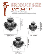 AGUTEA Right Angle Black Malleable Iron Tee Fitting 4-Way Side Exit Elbow Connector  (1-Pack)