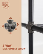 AGUTEA Black 5-way Side Exit Cross,Cast Iron Pipe Fitting Cast Iron Angle Pipe Fitting for Vintage Style DIY Projects/Furniture/Shelves (Pack of 1)