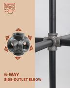 AGUTEA Black 6-Way Side Exit Cross, Cast Iron Pipe Fitting Cast Iron Angle Pipe Fitting for Vintage Style DIY Projects/Furniture/Shelves