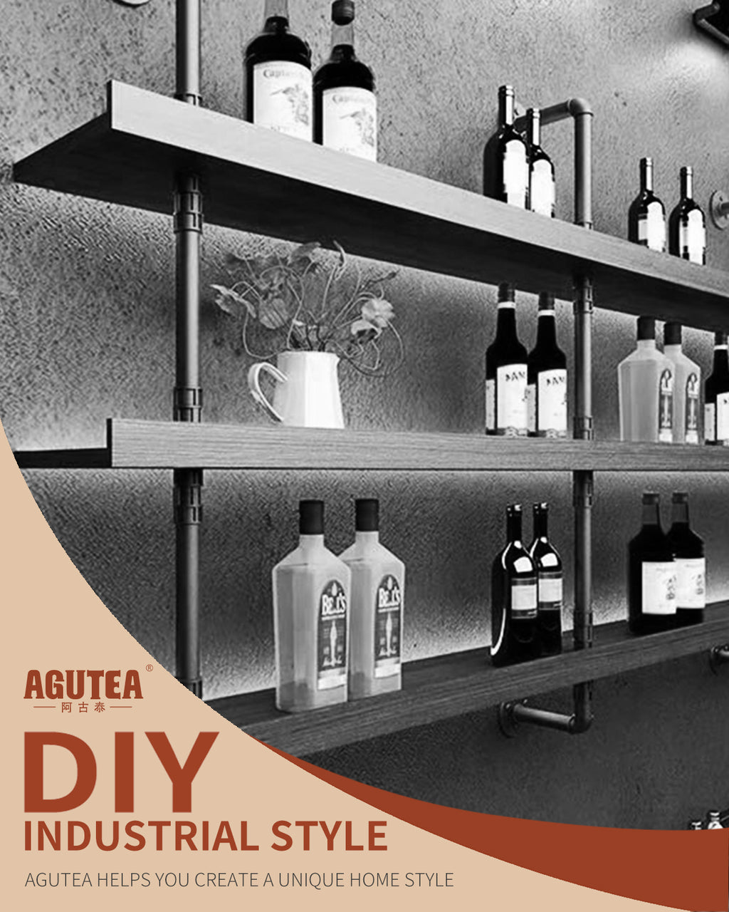 AGUTEA Heavy Duty Cast Iron Pipe Flange - Industrial Black Floor Flange for Shelving, Table Legs, Pipe Systems